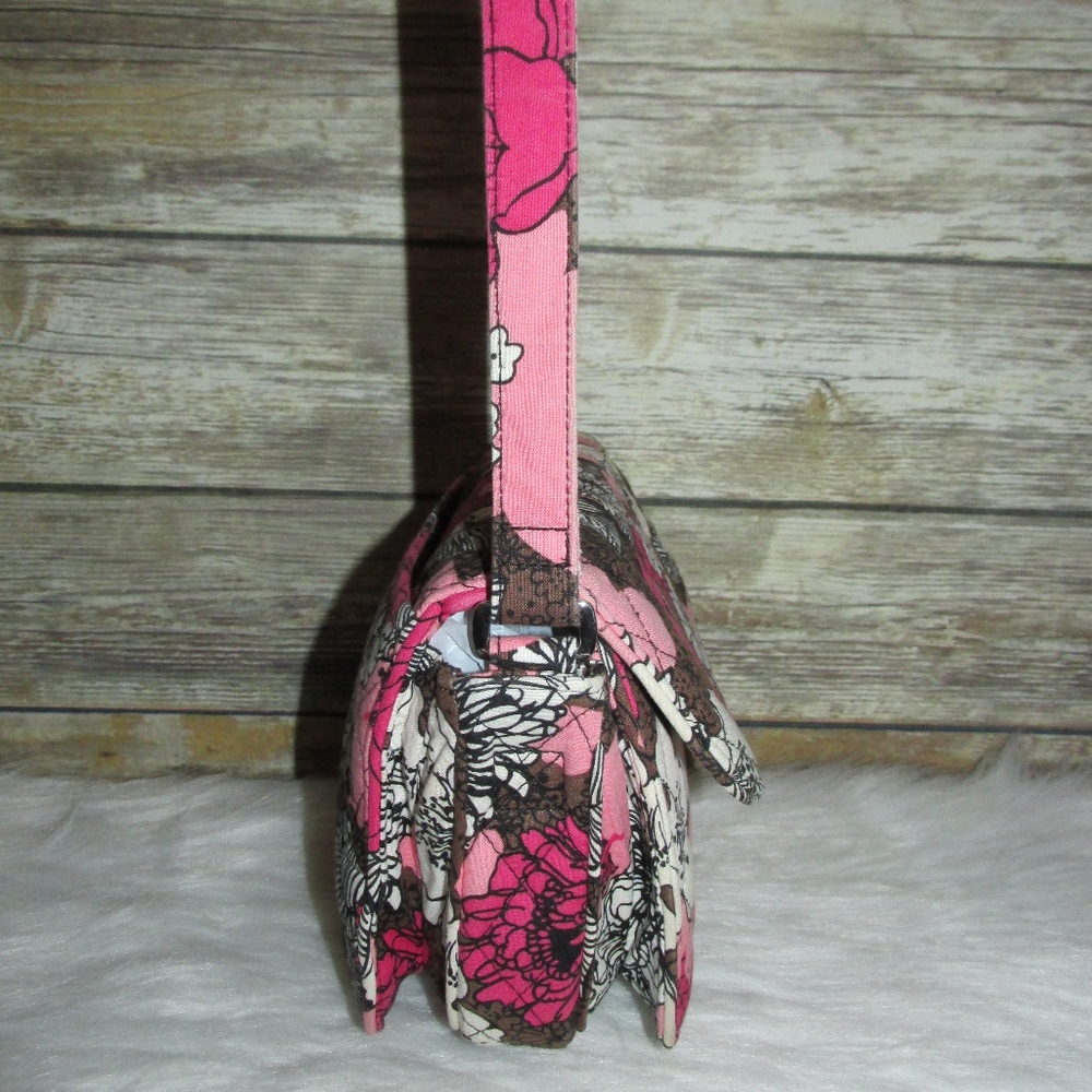 Vera Bradley Mocha Rouge Pink Floral Crossbody - Picture 3 of 8